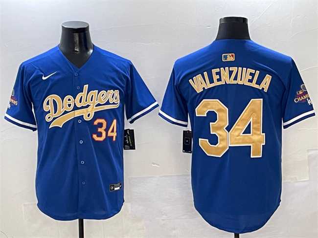 Men%27s Los Angeles Dodgers #34 Fernando Valenzuela Royal 2025 Gold Collection Limited Stitched Jersey->los angeles dodgers->MLB Jersey
